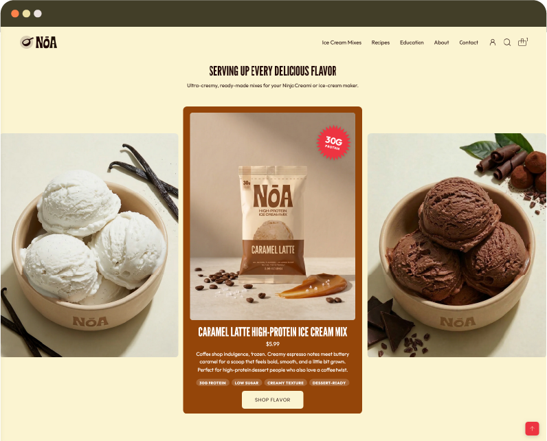 NOA Ice Cream — Website Design